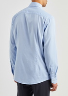 Eton Blue Piqué Cotton Oxford Shirt