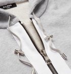 Balmain - Logo-Jacquard Mélange Loopback Cotton-Jersey Zip-Up Hoodie - Gray