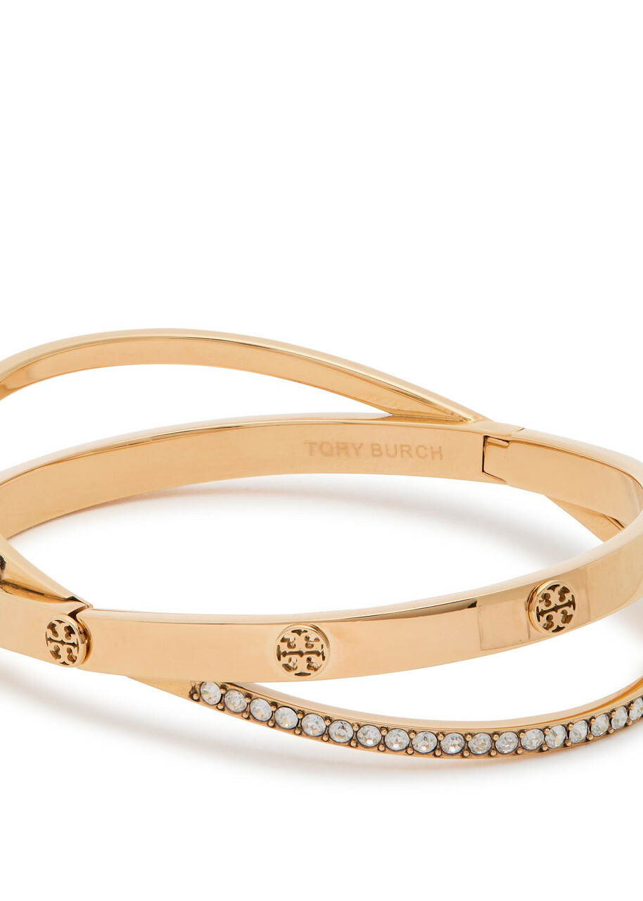 Tory Burch Icon Double Pavé 18kt Gold-plated Bracelet
