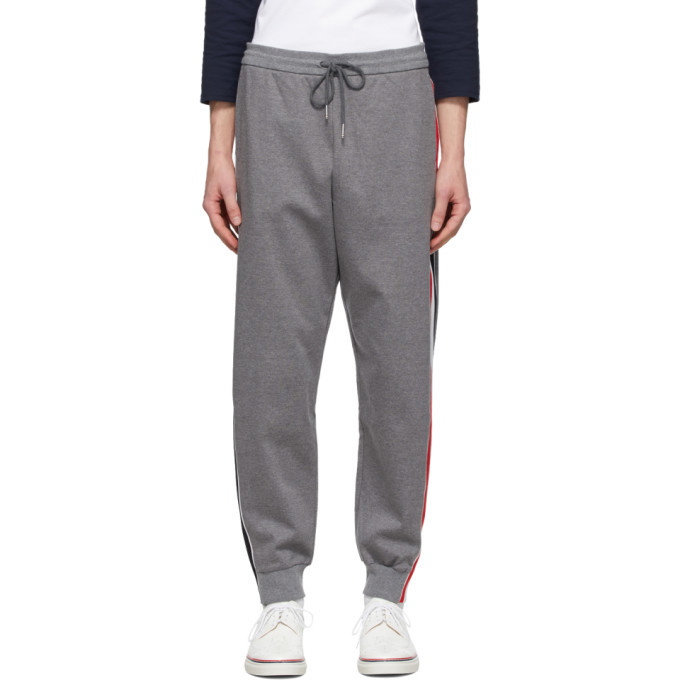 Photo: Thom Browne Grey Interlocking RWB Stripe Lounge Pants