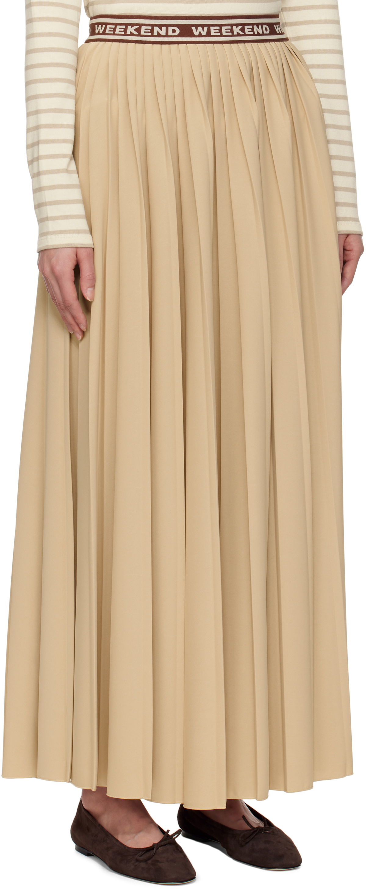 Weekend Max Mara Tan Bleu Maxi Skirt