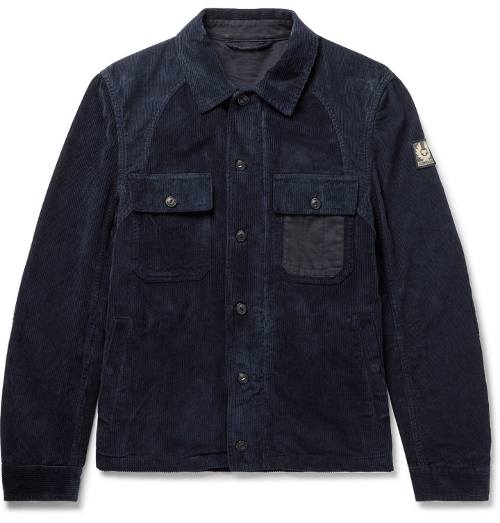 Photo: Belstaff - Rake Canvas-Trimmed Cotton-Corduroy Shirt Jacket - Blue