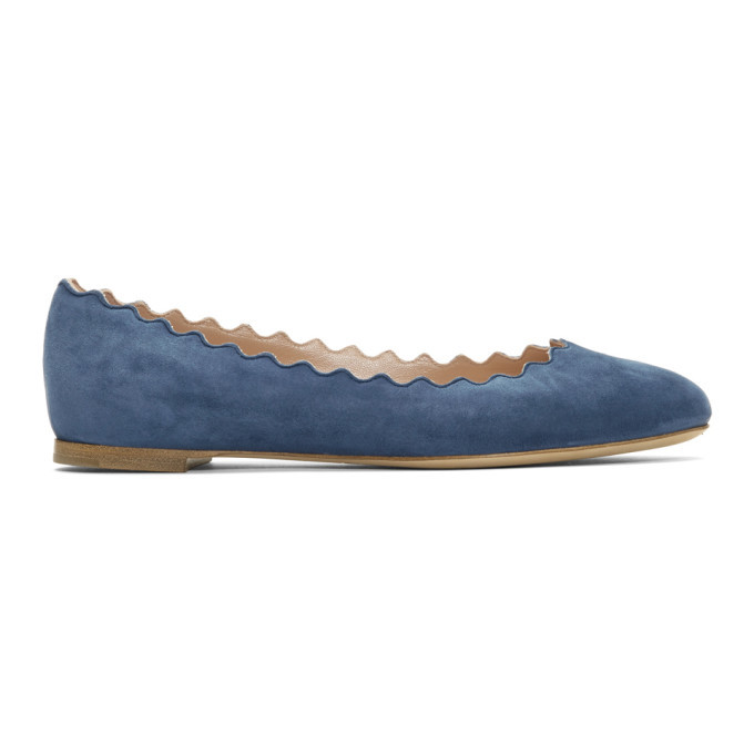 Chloe Blue Suede Lauren Ballerina Flats Chloe