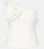 Roland Mouret Floral-appliqué strapless crêpe top