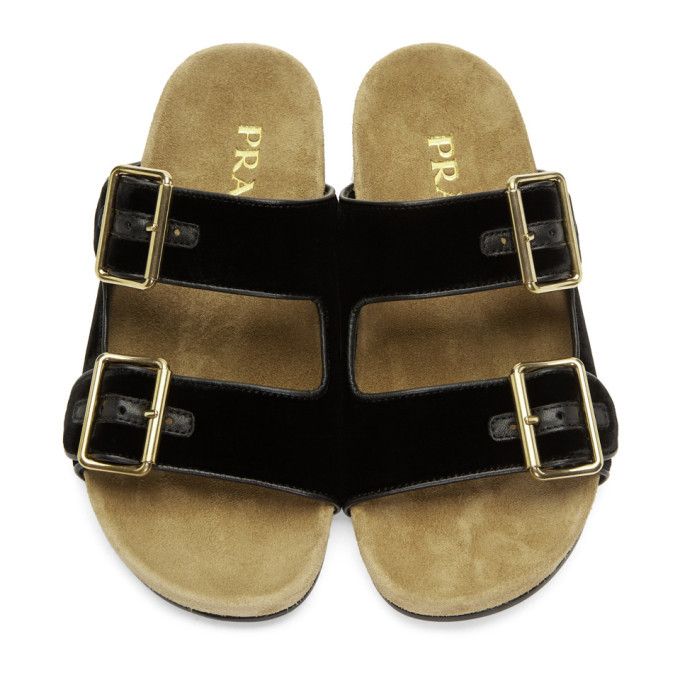 Prada velvet slip on sandals sale