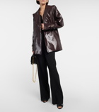 Alaïa Croc-effect faux leather jacket
