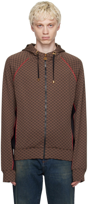 Photo: Balmain Brown Mini Monogram Track Jacket