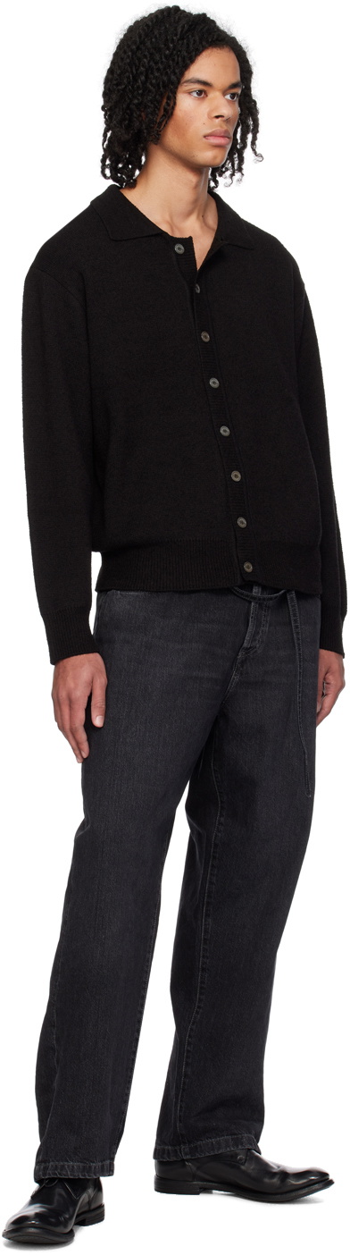 Dunst Black Spread Collar Cardigan