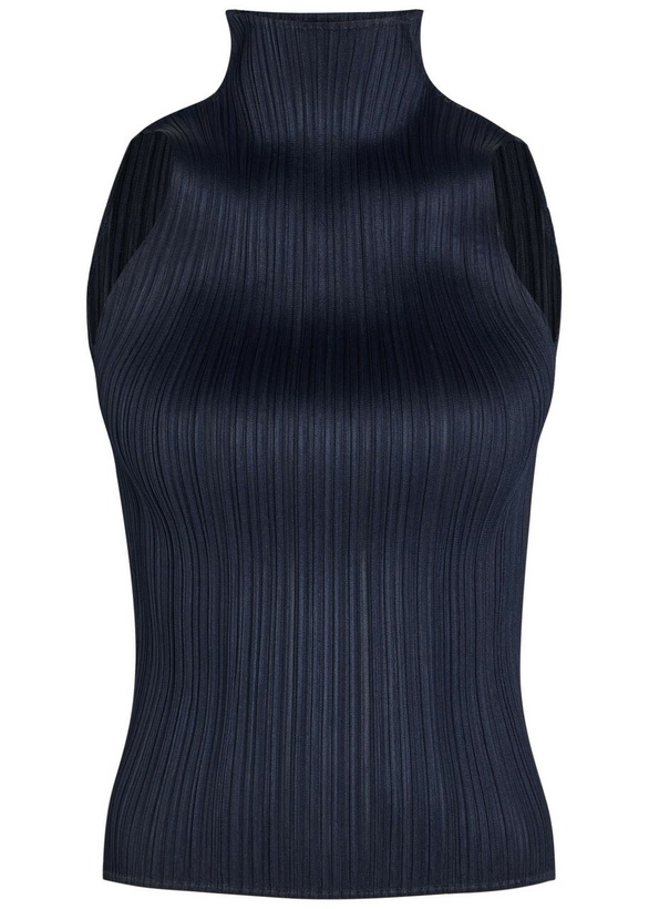Photo: Pleats Please Issey Miyake Pleated Woven top Navy