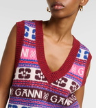 Ganni Logo jacquard wool-blend sweater vest