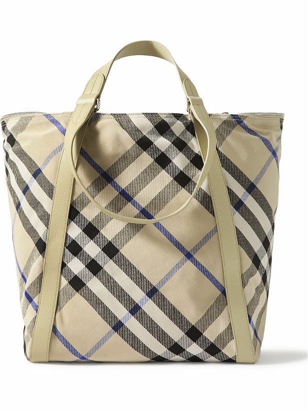 Photo: Burberry - Large Leather-Trimmed Checked Jacquard Tote Bag
