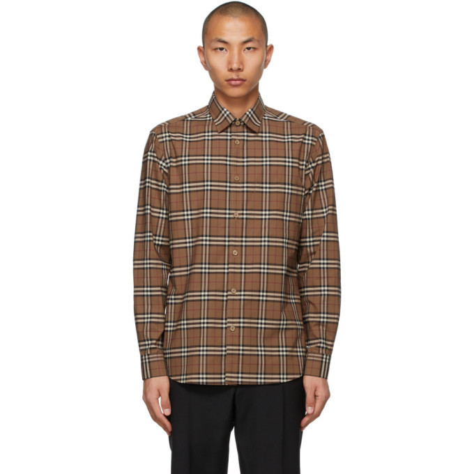 Burberry Brown Poplin Check Shirt Burberry