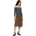 MM6 Maison Margiela Brown Double Breasted Midi Skirt