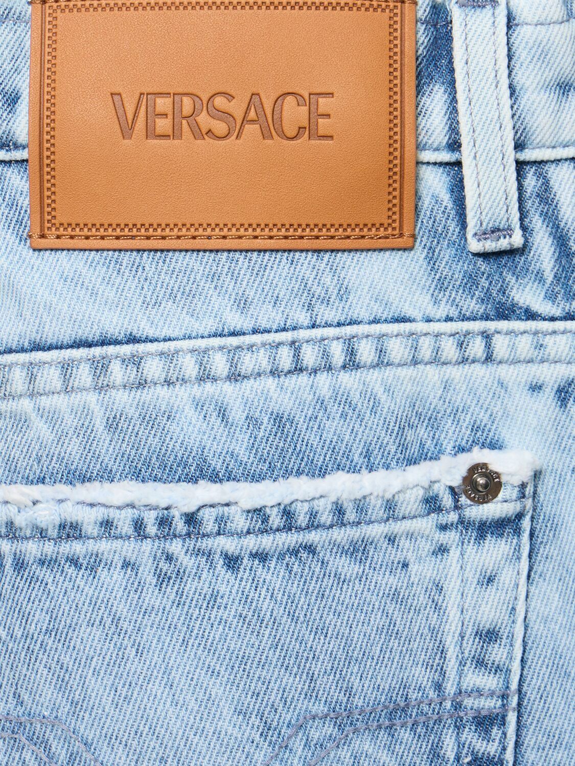 VERSACE Stonewashed Denim Wide Jeans Versace
