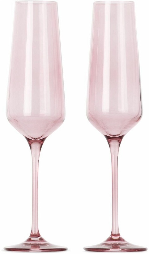 Photo: Estelle Colored Glass Pink Champagne Flute Glasses Set, 10 oz