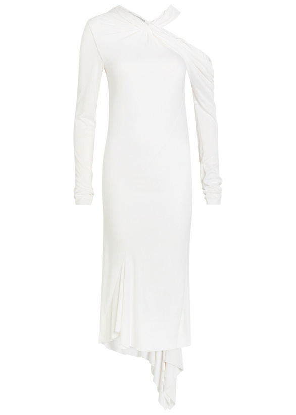 Photo: Aaron Esh Asymmetric Jersey Midi Dress White