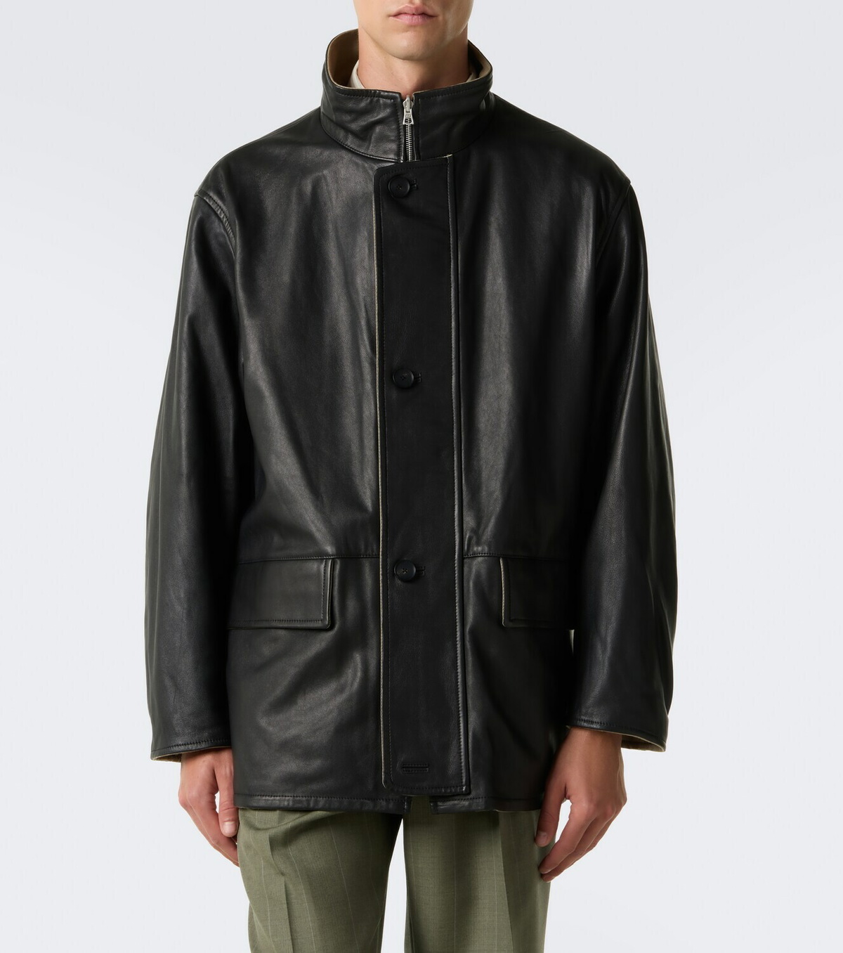 Auralee Reversible leather and wool jacket