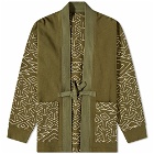 Maharishi Men's Samurai Embroidered Jersey Kimono in Olive