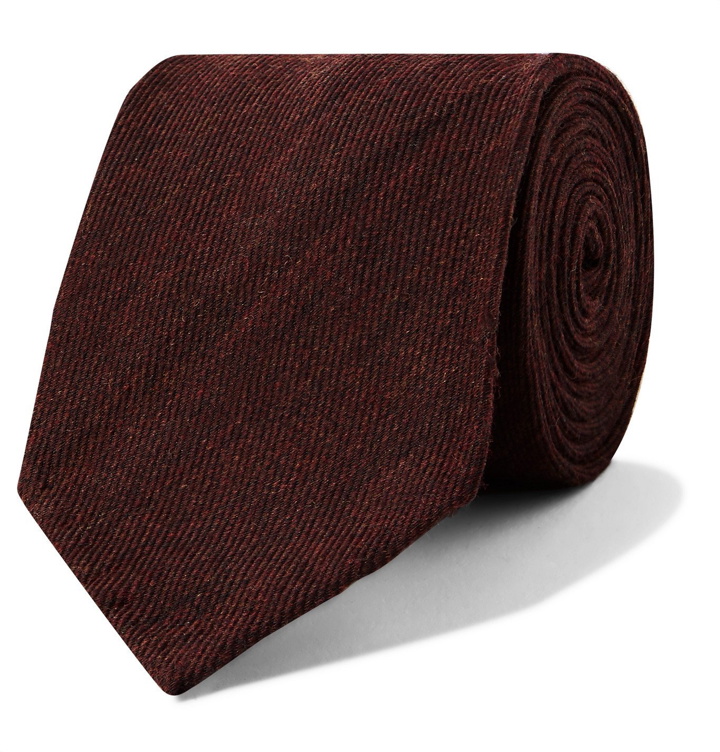 Photo: Rubinacci - 8cm Mélange Wool and Silk-Blend Tie - Burgundy
