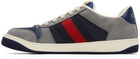 Gucci Navy & Gray Screener Sneakers