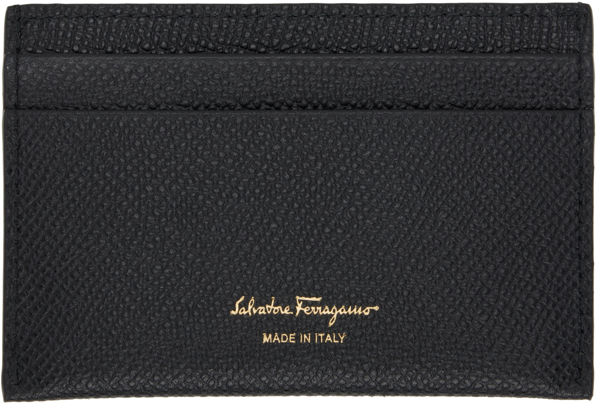 Ferragamo Black 'The Gancini Gemini Score' Card Holder