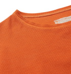 Greg Lauren - Waffle-Knit Cotton-Blend Jersey T-Shirt - Orange