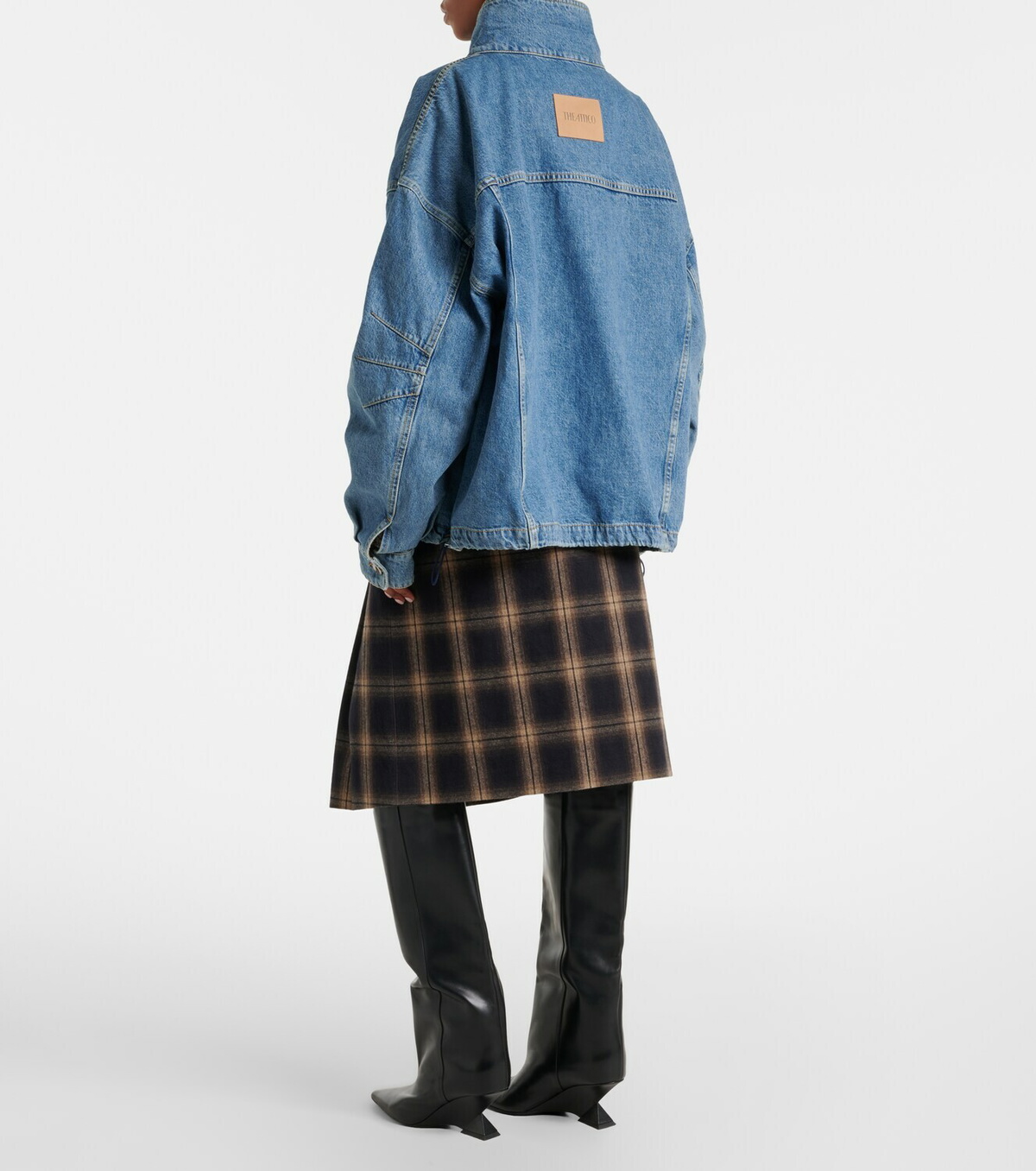 The Attico Plaid pleated cotton midi skirt