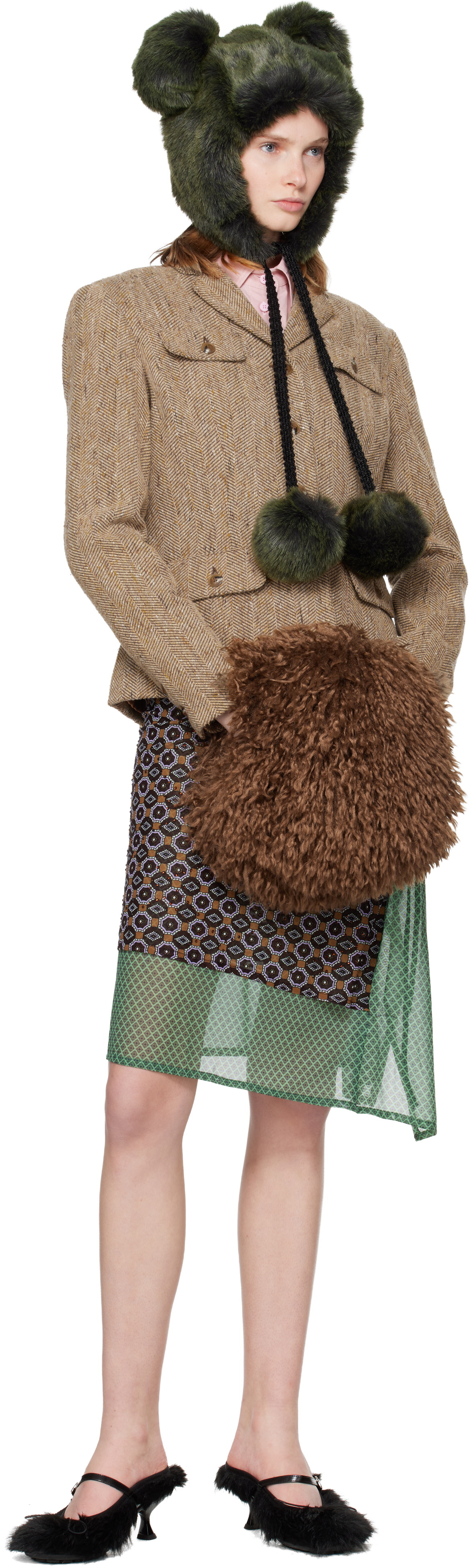 Anna Sui SSENSE Exclusive Brown Faux-Fur Muff Hand Warmer
