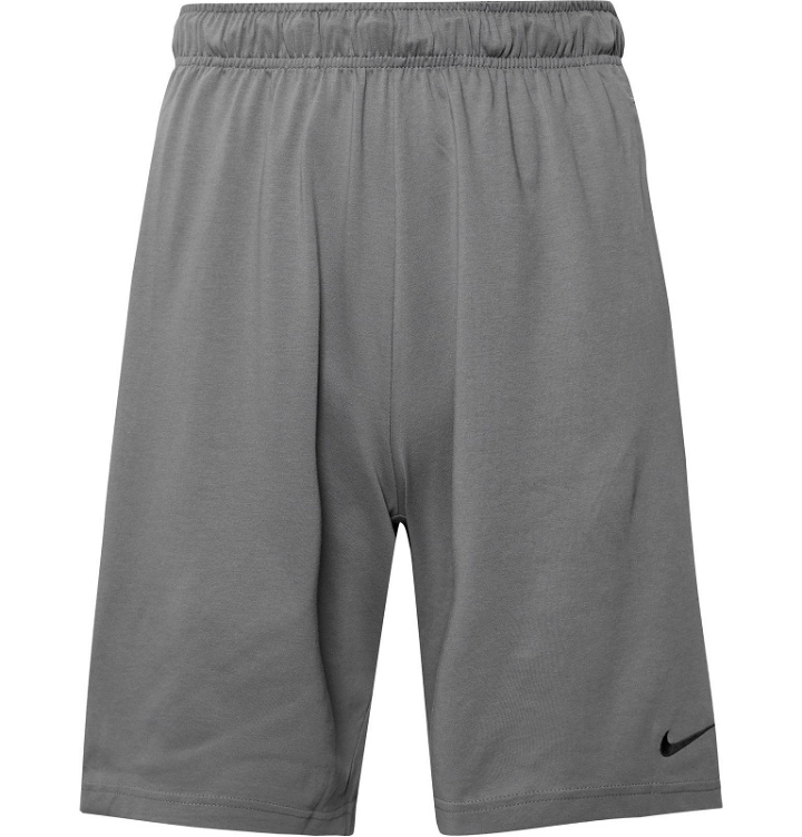 Photo: Nike Training - Cotton-Blend Dri-FIT Shorts - Gray