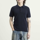 Maison Margiela Men's Knitted Polo Shirt in Blu/Black