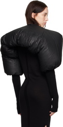 Rick Owens Black Porterville Duvetina Shroud Leather Down Jacket
