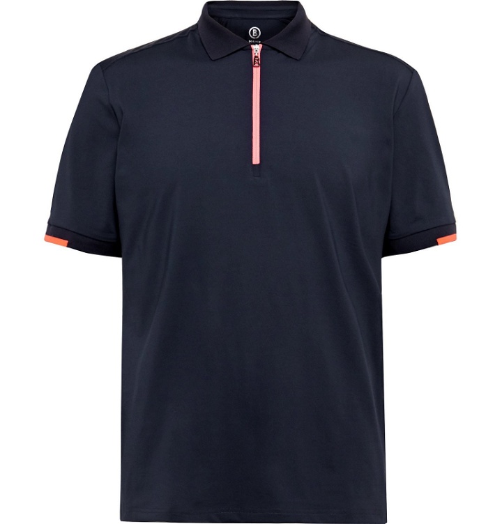 Photo: Bogner - Ilas Stretch-Jersey Half-Zip Golf Polo Shirt - Blue