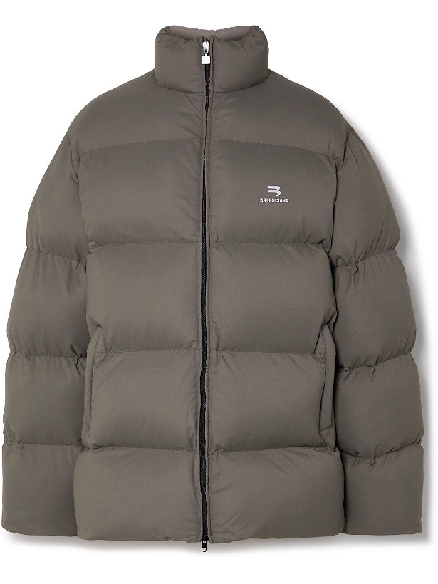 Photo: Balenciaga - Oversized Logo-Embroidered Quilted Shell Jacket - Brown