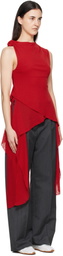GANNI Red Marl Mesh Top