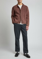 Daily Paper Patterned Intarsia Ribbed Cotton Cardigan Brown