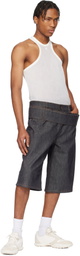 Courrèges Gray Double Belted Denim Shorts