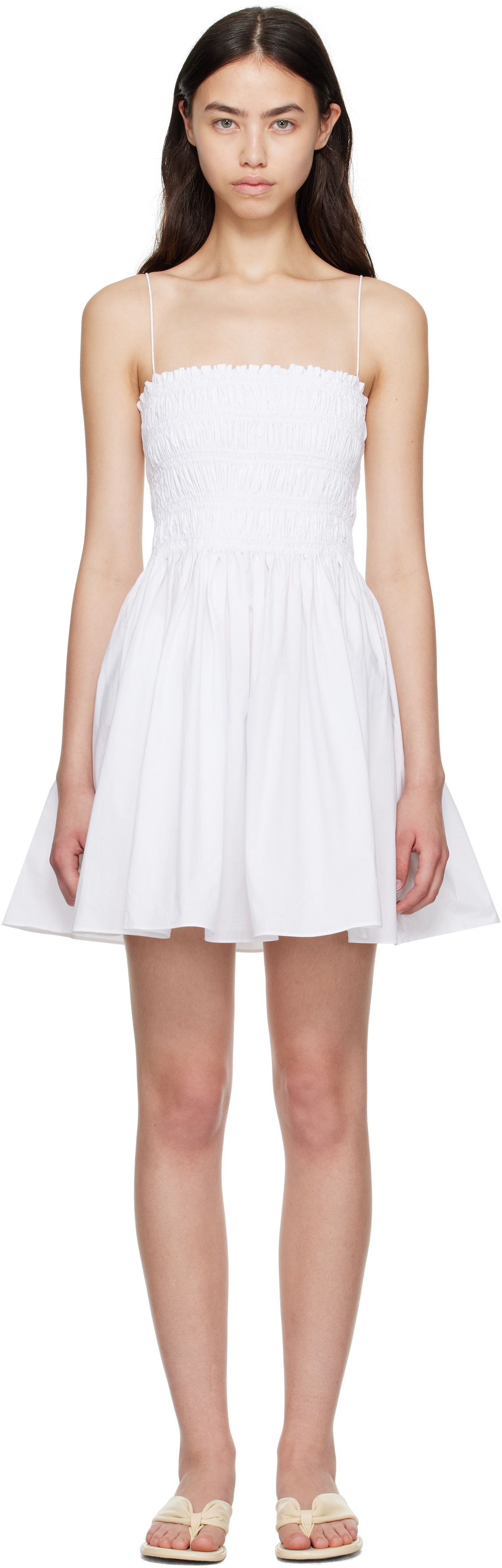 Matteau White Shirred Bodice Minidress