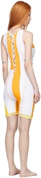 Sherris Yellow & White Nylon One-Piece Swimsuit