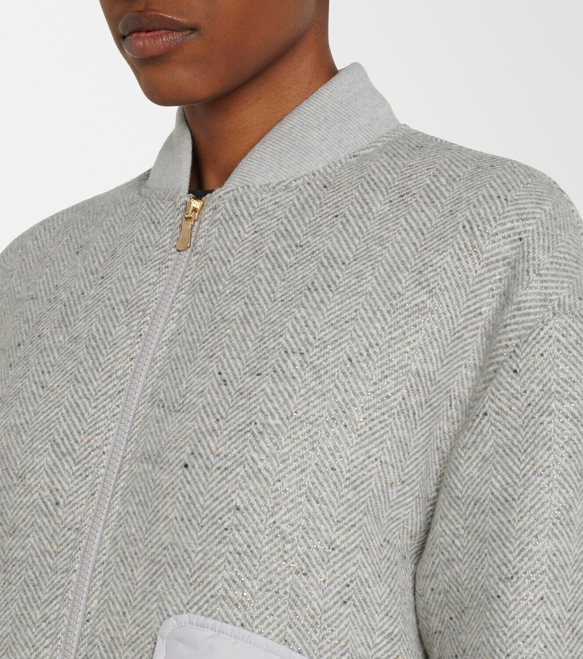 Eleventy Herringbone wool-blend down jacket