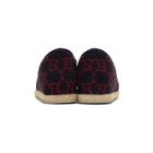 Gucci Navy and Red Wool GG Loafers