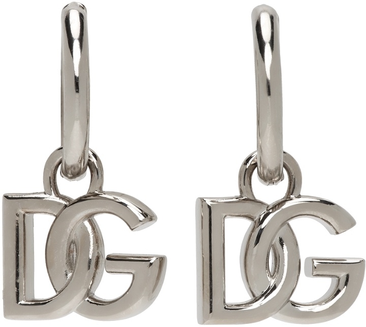 Photo: Dolce & Gabbana Silver Logo Hoop Earrings