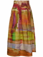 ULLA JOHNSON Alessandra Printed Linen Long Skirt