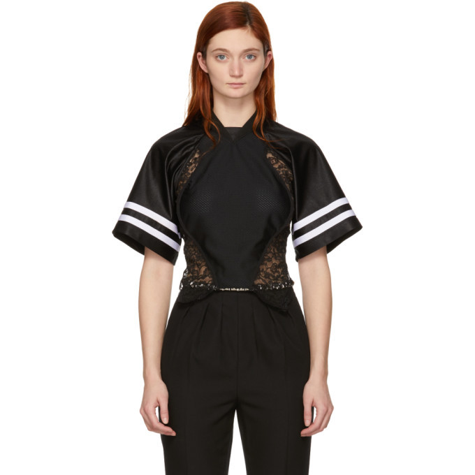Alexander Wang Black Lace Jersey Hybrid T-Shirt Alexander Wang