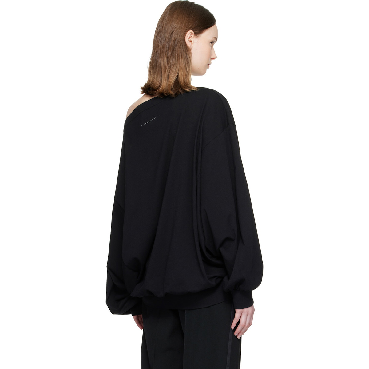 MM6 Maison Margiela Black Long-Sleeved Asymmetric Top
