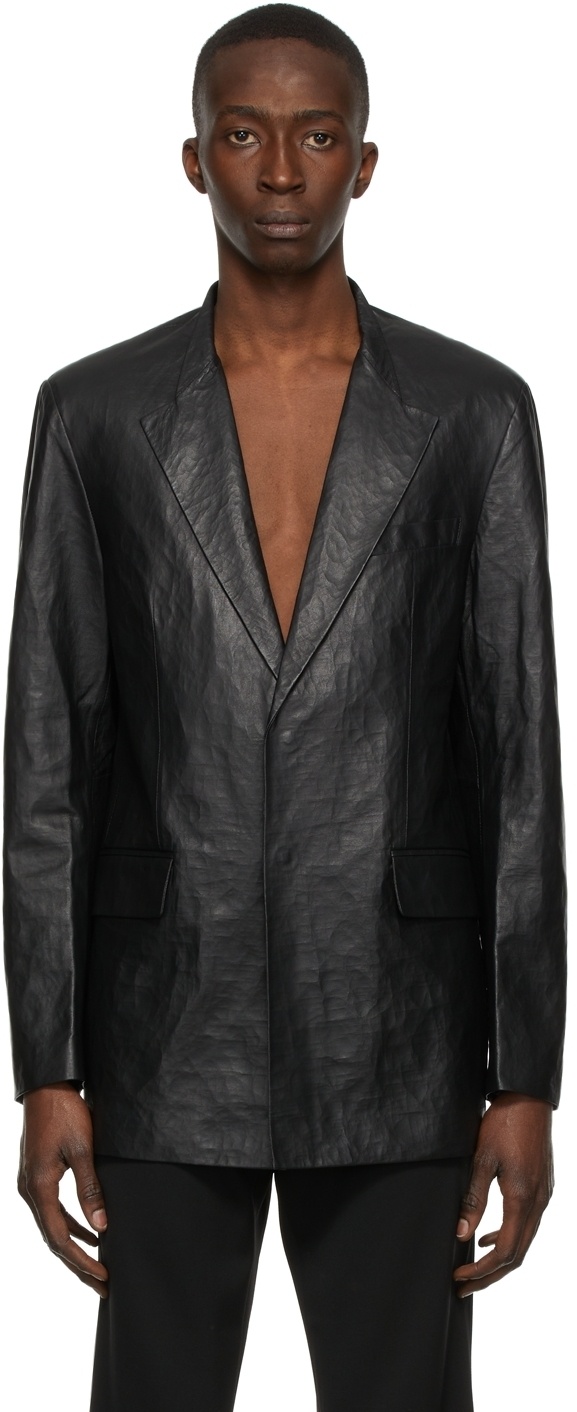 Photo: Sean Suen Black Crinkled Leather Jacket