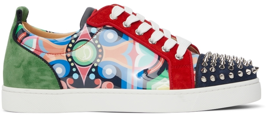 Green Louis Junior spike-embellished suede trainers, Christian Louboutin