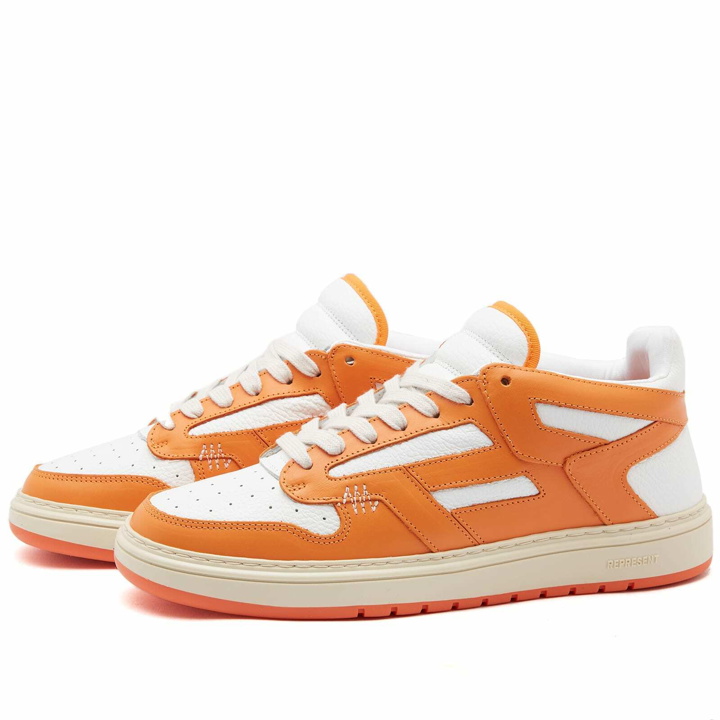 Photo: Represent Men's Reptor Low Sneakers in Neon Orange/Vintage White