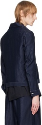Sulvam Navy Slim Short Jacket