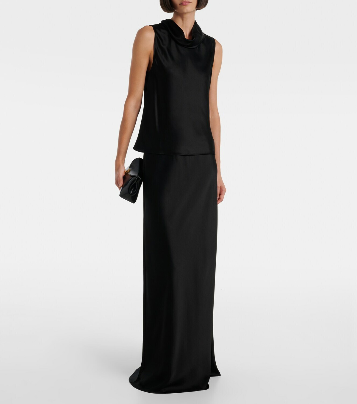 Leset Barb satin maxi skirt