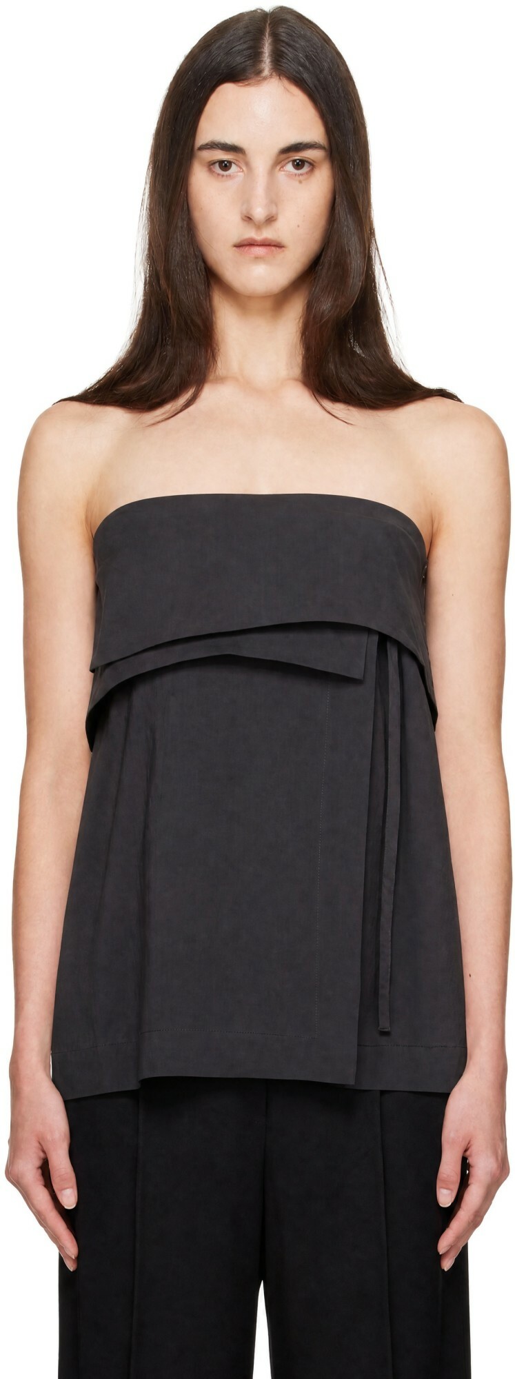 St. Agni Gray Strapless Wrap Top